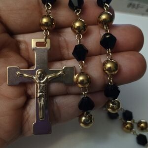 Gold and Black Beaded Necklace